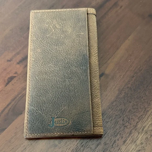 Justin Men’s Jr Rodeo Brown Tan Wallet with Embellishments concho Size slim - Picture 3 of 6